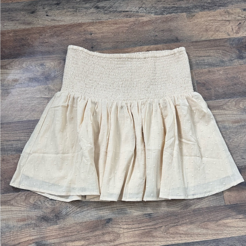 Lost + Wander Nude Mini Skirt NWT Size L Cotton Lined Chic - Picture 9 of 10
